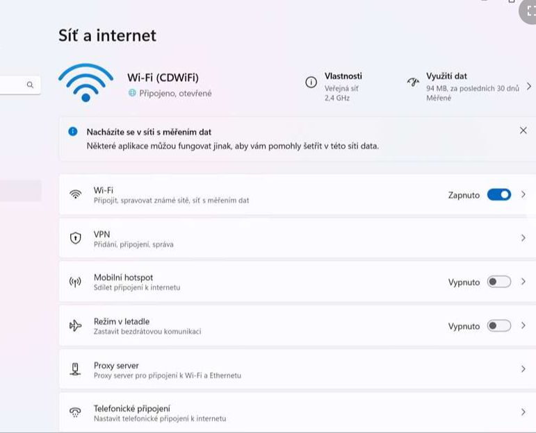 Síť a internet ve Windows 11